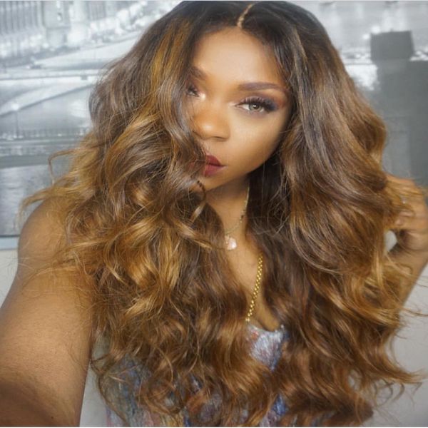 

ombre full lace human hair wigs pre plucked curly peruvian remy hair wig 180% density two tone blonde color with baby hair, Black;brown