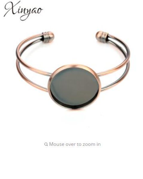 

xinyao silver color blank bracelet bangle base fit 20 25 mm cabochon settings cameo tray diy jewelry making accessories f3086, Golden;silver