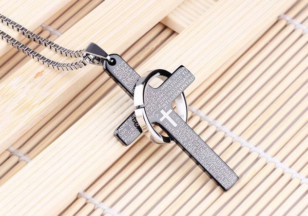 

men's stainless steel cross pendant fashion necklace glamour costume jewelry, Silver