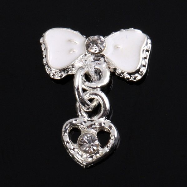 

new white bow tie heart 10 pieces silver 3d alloy nail art slices glitters diy decorations, Silver;gold
