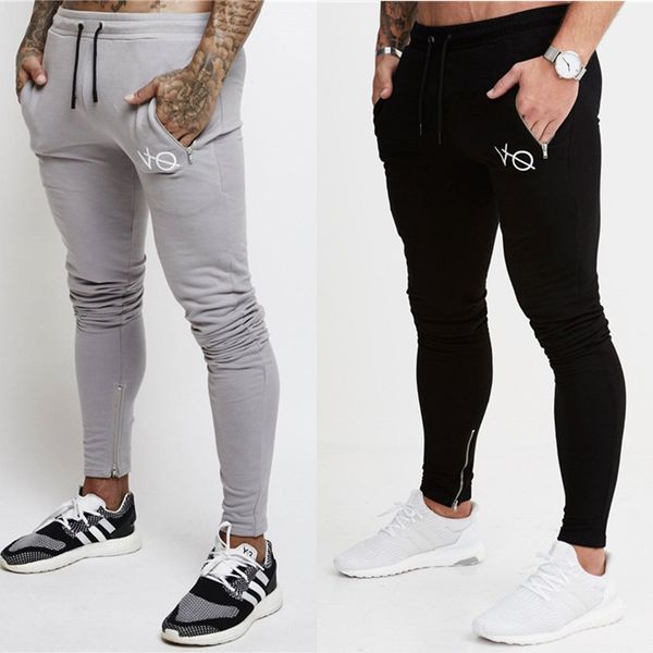 

running tights elastic sport men workout comression joggers pants gym men's long trousers fitness skinny leggings sweatpants, Black;blue