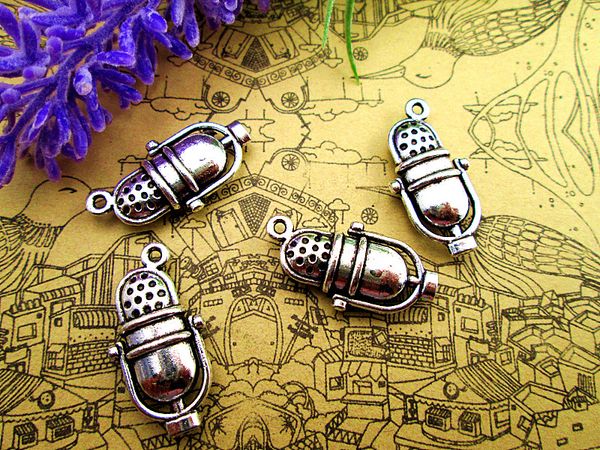 

30pcs-- microphone charms, antique silver tone 3d microphone charms pendants 27x13mm, Bronze;silver