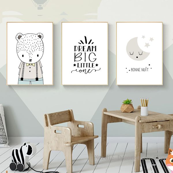 

nordic poster cartoon kids posters and prints cute moon animal wall art canvas painting wall pictures for living room unframed