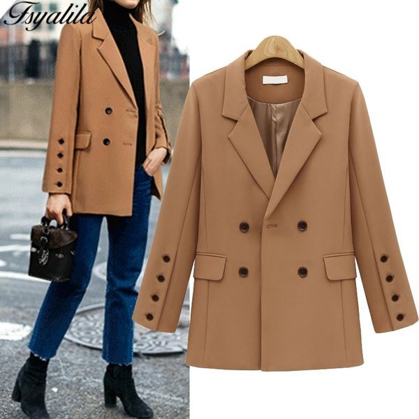 

women blend coat winter autumn cashmere overcoat lady winter coat office lady elegant woolen outwear female 2018 double breasted, Black