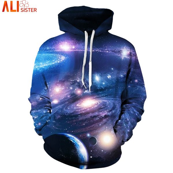 

alisister galaxy 3d print hoodies sweatshirt with pocket hoodie men harajuku pullover moleton feminino unidex outwear shirt, Black