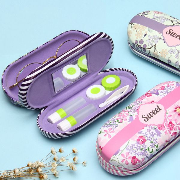 

quality fashion contact lens case exclusive customization myopia glasses case contact lens three-layer fashion high nx, White;black