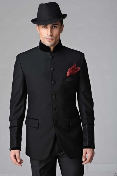 

six buttons groom tuxedos black mens suits wedding man (jacket+pants, White;black