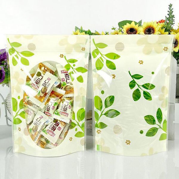 

снек чай хранение конфет 12 * 20 см зеленый лист хранение конфет прозрачный поли клапан упаковка мешочек термосварка зеленый лист ziplock съ