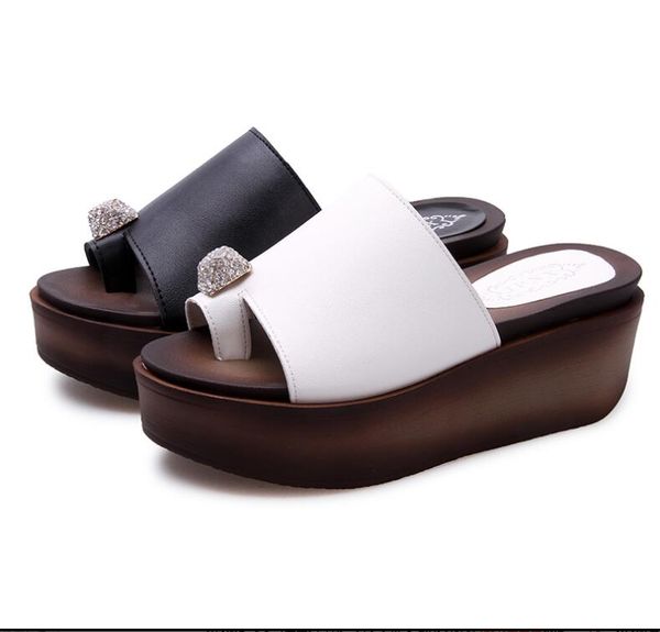 

Women Slippers Coffee 7 CM High Heels Slippers Women Summer Shoes Casual Leather Retro Handmade Slipper NX2A46