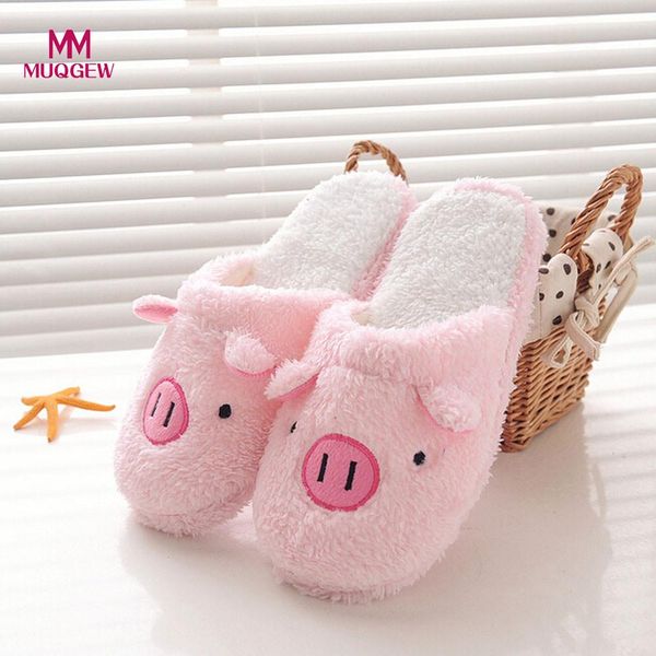 

2018 new lovely women flip flop cute pig shape home floor soft stripe slippers female shoes girls winter spring warm shoes, Black