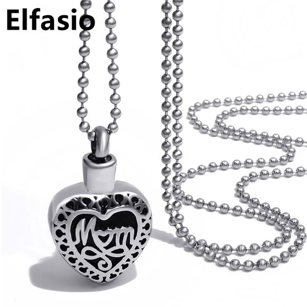 

dad mom cremation keepsake memorial urn heart shape womens girls 316l stainless steel pendant necklace wholesale jewelry up006, Black