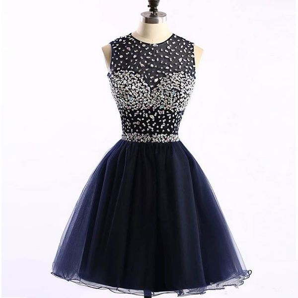 

real photo dark navy платья для возвращения домой без рукавов спинки кристаллов бисер тюль короткие платья выпускного вечера vestido curto н, Blue;pink