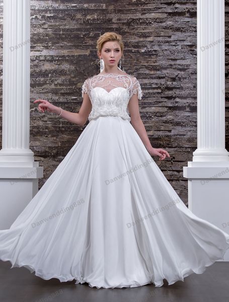 

noble white chiffon scoop applique beads sheath wedding dresses bridal pageant dresses wedding attire dresses custom size 2-16 zw620265