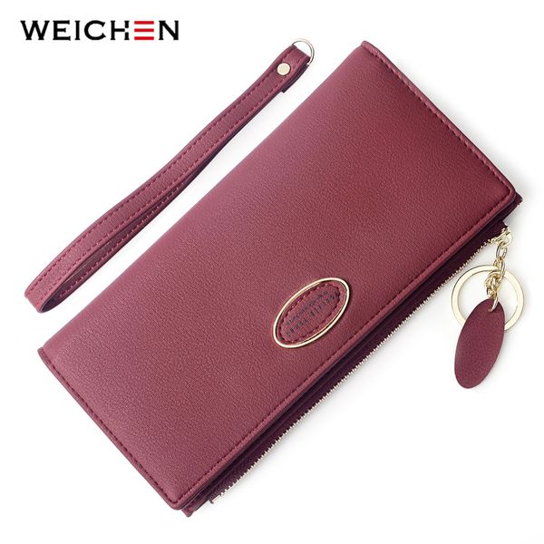

weichen wristand wallet women geometric long wallets female many departments ladies purse clutch carteira soft touch, Red;black