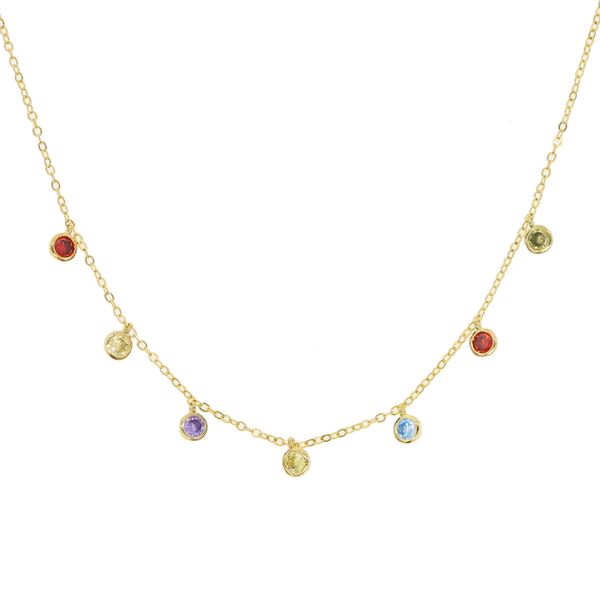2018 collares kolye linda jóias delicadas cor mini mini colorido cz cham 7pc charme charme moda de alta qualidade gargantilha colar