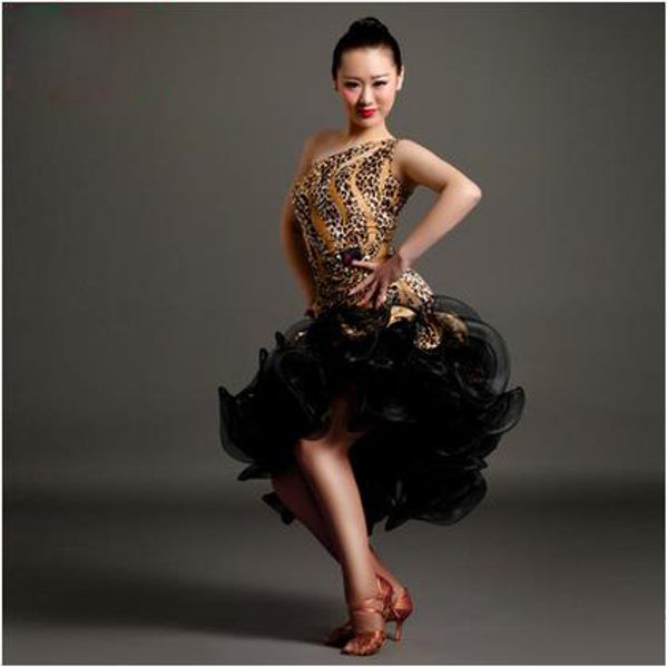 

new style latin dance costumes senior spandex velvet sleeveless latin dance dress for women dresses, Black;red