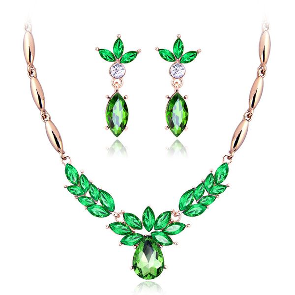 

2018 Элегантная невеста Свадебный кристалл Подвеска Ожерелье Серьги Костюм Ювелир