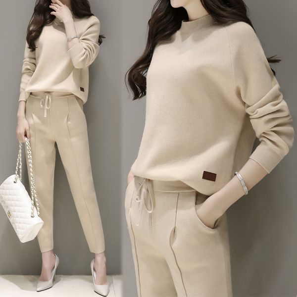 

fashion fall spring women 2 pieces set long sleeve and pencil trousers casual female pants suit lady streetwear size s-2xl, Gray