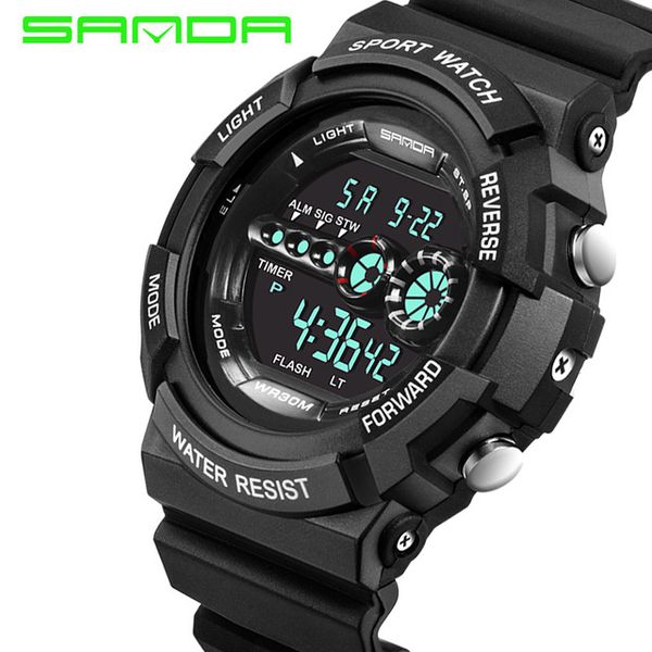 

sanda led digital watch men watches 2017 famous male clock watch sport digital-watch relogio masculino, Slivery;brown