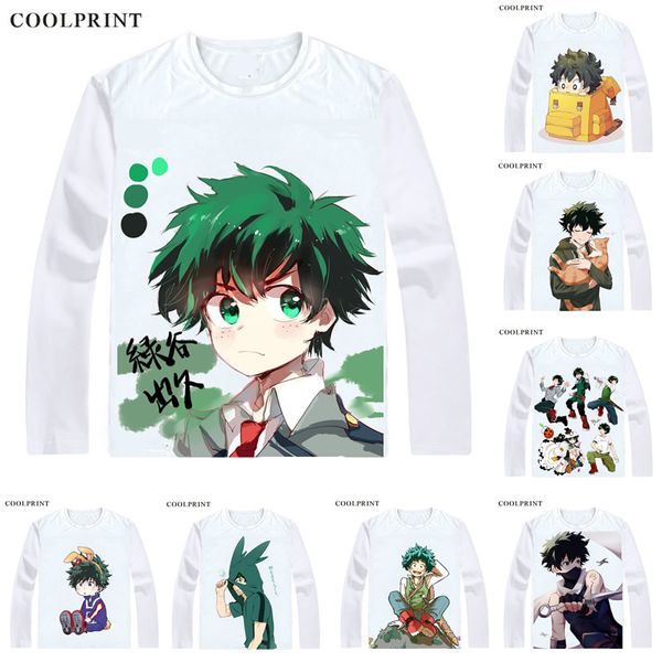 

midoriya izuku t shirt boku no hero academia my hero academia men t-shirt casual vintage tshirt printed long sleeve shirts, White;black