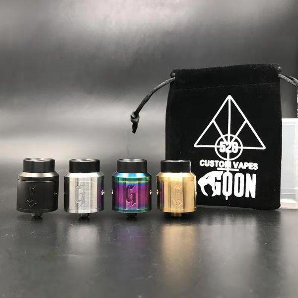 

528 GOON 25 RDA Atomizer with Wide Bore Drip Tip 25mm PEEK Insulators 4 Colors GOON25 fit 510 Electronic Cigarette DHL free