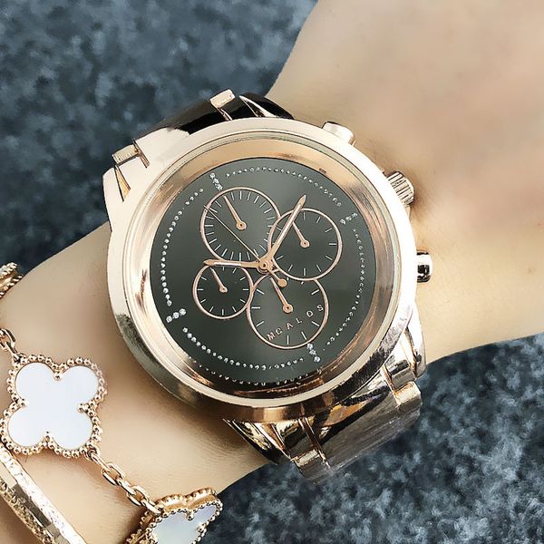 

Fashion Brand women's Girl 4 Dials style Metal steel band Quartz wrist Watch M48