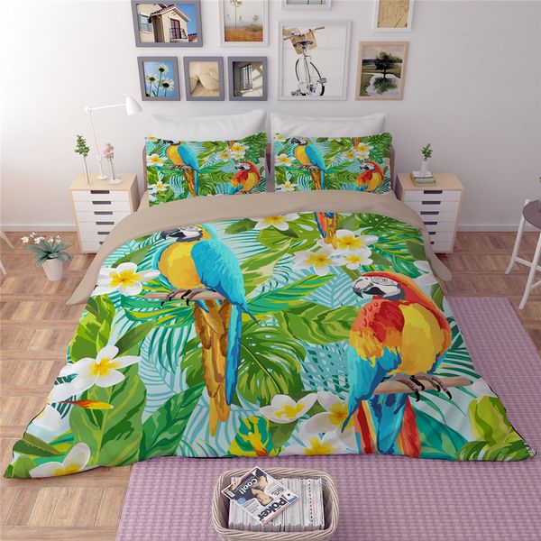 Wholesale Bird Tree Bedding Set Leaves Flower Mulberry Green Duvet