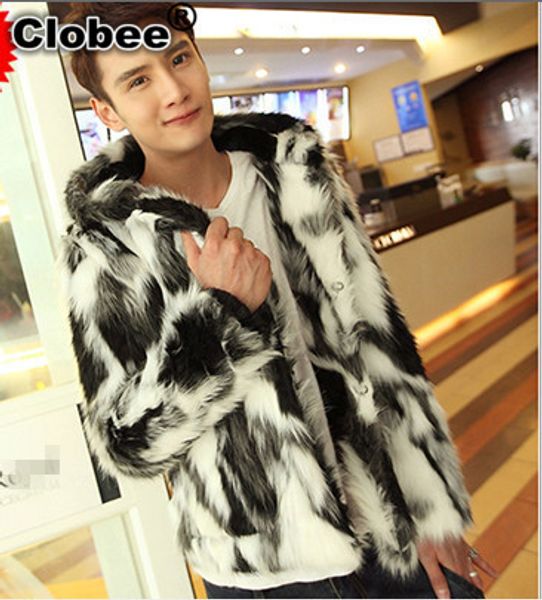 

artificial fur coat 2018 black white fluffy hooded men's faux fur coat jacket korean office abrigos mujer fake v547, Black;brown