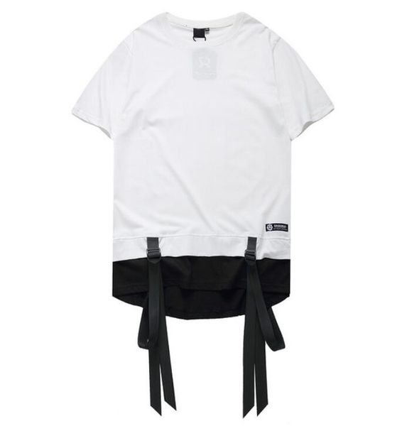 

Цвет блока ленты изогнутые подол хип-хоп футболка с коротким рукавом лето новая мода мужская футболка повседневная футболки 2 цвета