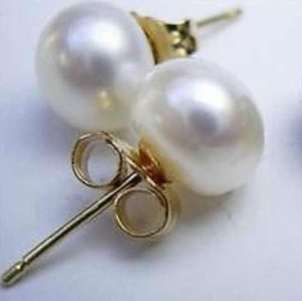 

very beautiful 10-11mm south sea white stud pearl earring 14k yello gold, Golden