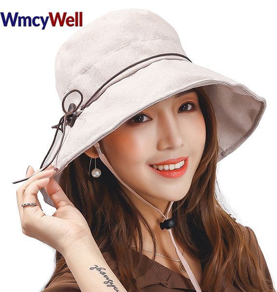 

wmcywell summer spring beach women sun hats foldable uv cap cotton for girl packable bucket up f50+ uv cap cord beach hat, Blue;gray
