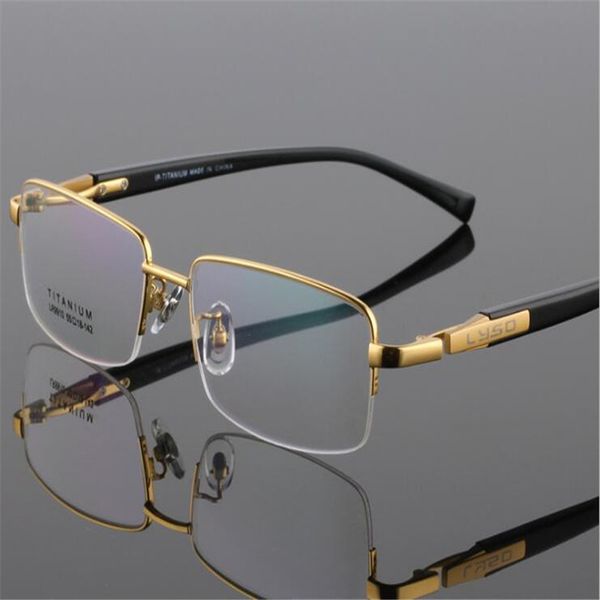 

eyelook new brand men titanium half rim optical glasses spectacle business gold silver frame myopia eyeglasses lb9910