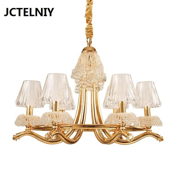 

American country crystal chandelier personality acrylic lamp modern luxury golden living room dining room chandelier