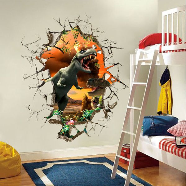 Dinosaurs Through The Wall 3d Stickers Jurassic Park Home