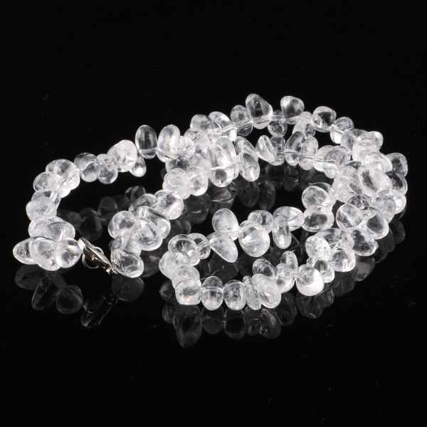 

wholesale natural stone necklace white quartz stone gravel item with 18 inches 8-15mm, Silver