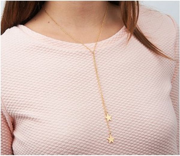 

star charm necklaces for womens gold silver tone alloy pendant necklaces gift ideas simple jewelry chokers necklaces, Golden;silver