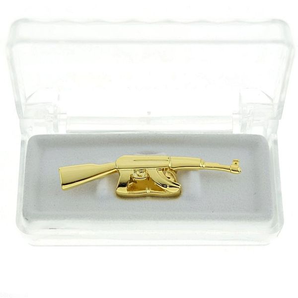 

new custom hip hop 18k gold plated gun tooth cap grillz body jewelry fashion hip hop jewelry, Black