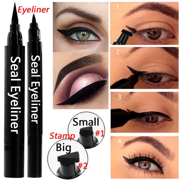 

new waterproof double head black wing shape eyeliner seal eyeliner stamp pencil cat eye cosmetic makeup tool maquiagem
