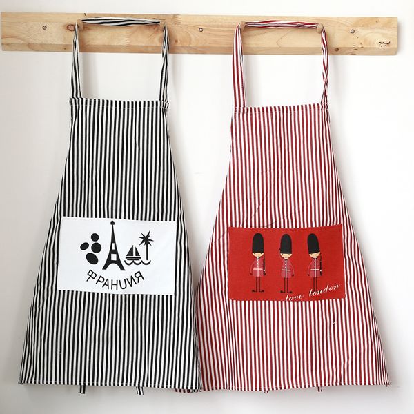 

cotton striped lovers british style large pocket kitchen apron