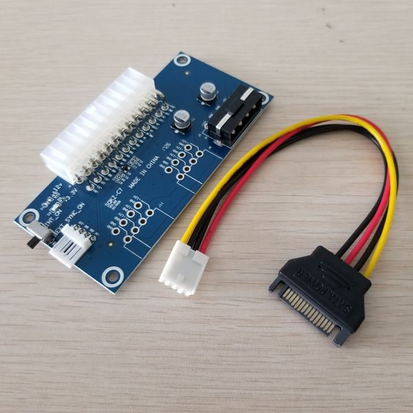 

10set/lot pc deskatx 24pin dual psu power supply sync starter extender cable for bitcoin miner rig diy