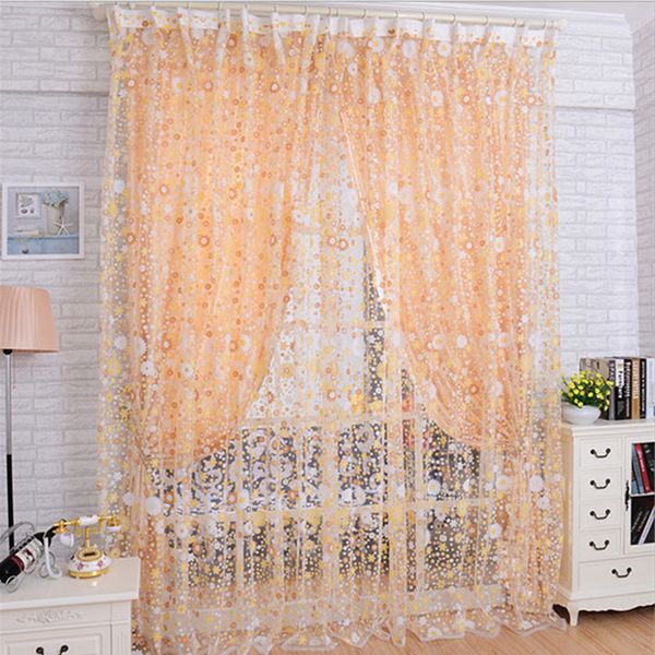 2019 2017 Fashion Curtain Print Floral Voile Door Sheer Window