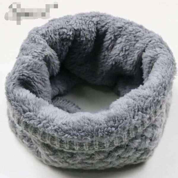 

winter warm knitted ring scarves thick fleece inside super elastic knit mufflers men women children neck warmers, Blue;gray