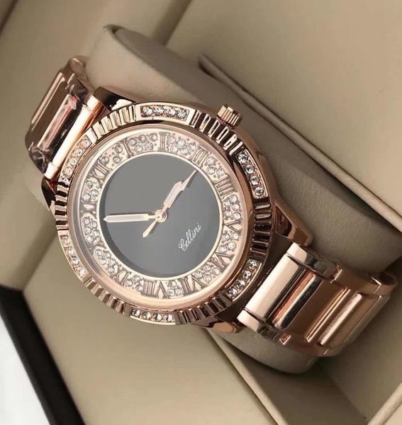 

С известным логотипом розовое золото женщина Алмаз часы 2019 бренд роскошные медсестра женские платья женские ювелирные изделия пряжки наручные часы подарки для девочек