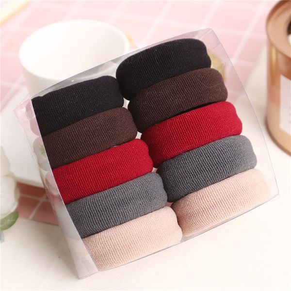 

10pcs/lot fashion women solid colors thick elastic rubber bands simple style pretty colors plain stretch hair ties hair bands