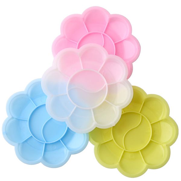 

4pcs 4 colors plastic nail art paint color mixing palette plate disk essential tool new 10 holes, White