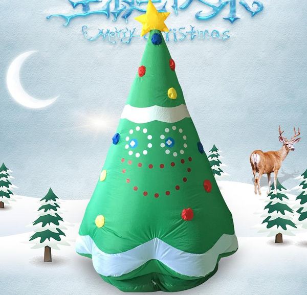 

160cm giant inflatable christmas tree led lighted toys with fan new year weedding party props yard decoration airblown