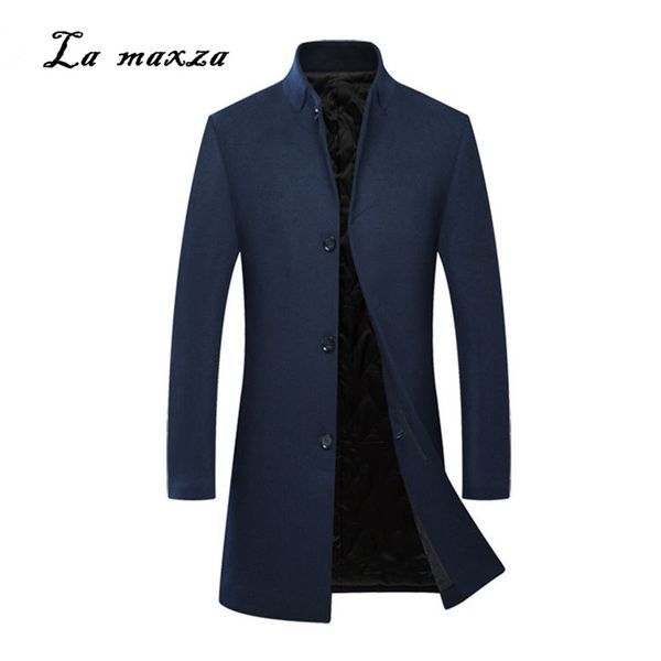 

plus size 2018 smart casual mens coats overcoats fashion formal slim winter dress coat new arrivals, Black