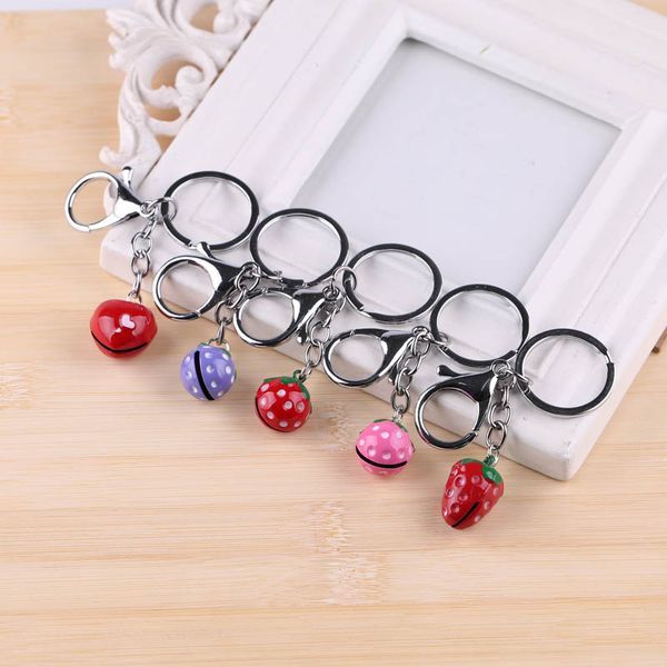 

keychain car pendant strawberry bell creative cute korean small personality bell hanging ornaments, Silver