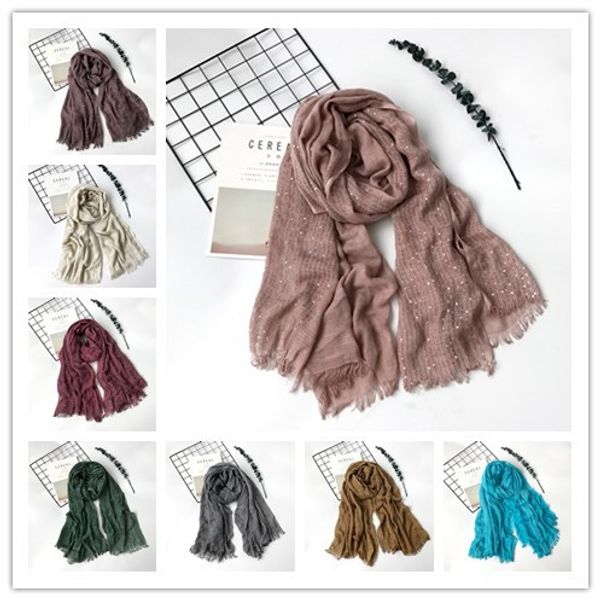 200 * 100CM Sólidos Mori menina Mulheres Scarf 9 Cor Outono Inverno Pashmina Com Paillette Moda Xaile Aqueça Wraps