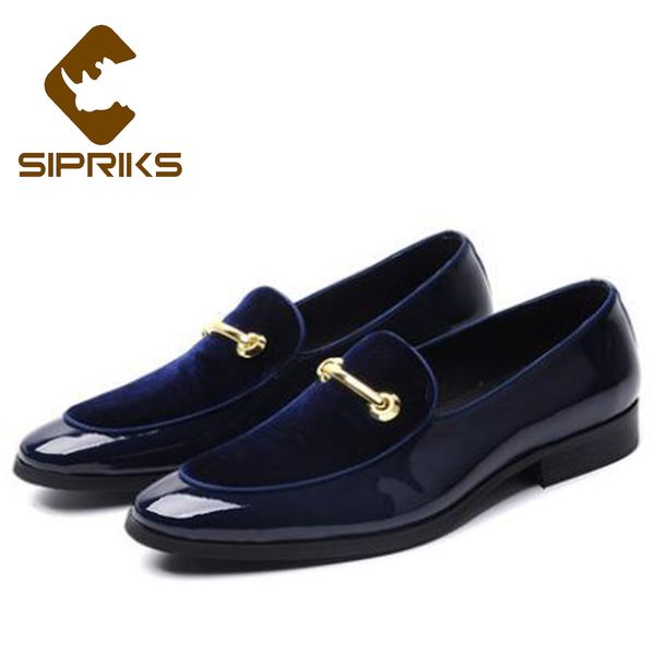 

sipriks mens wedding blue tuxedo shoes patent leather black fashion slip on dress shoes boss elevator for men